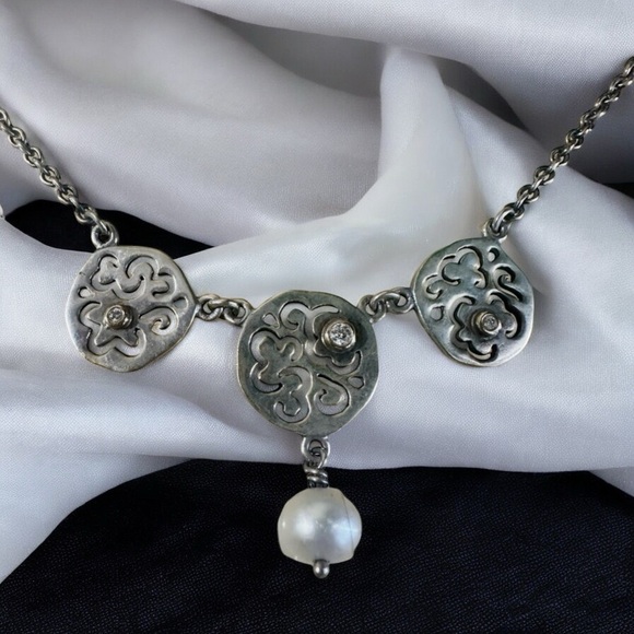 Authentic Vintage Pandora Pendant Necklace 925 sterling genuine Diamond